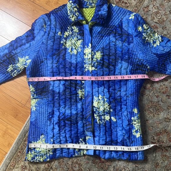 Ubu Blue & Green Quilted Colorful Abstract Zip Up Jacket with 2  Pockets M - Picture 9 of 10